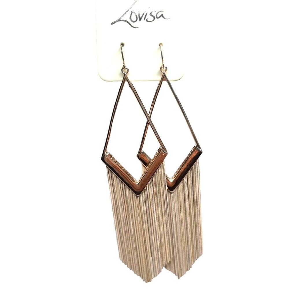 Lovisa Triangle Rose Gold Snake Chain Drop Earrings, Bohemian NWT